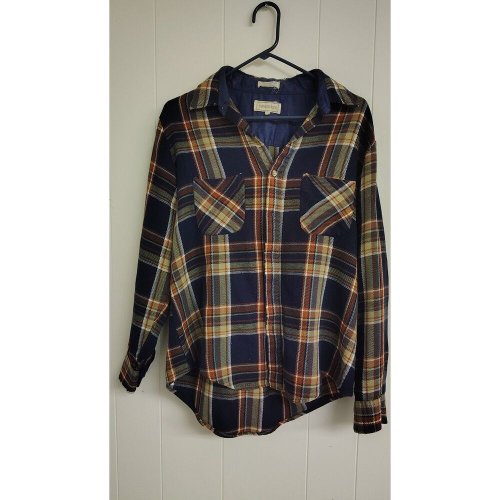 Vintage Timber Run Men's Large Plaid Flannel Button-Up Shirt